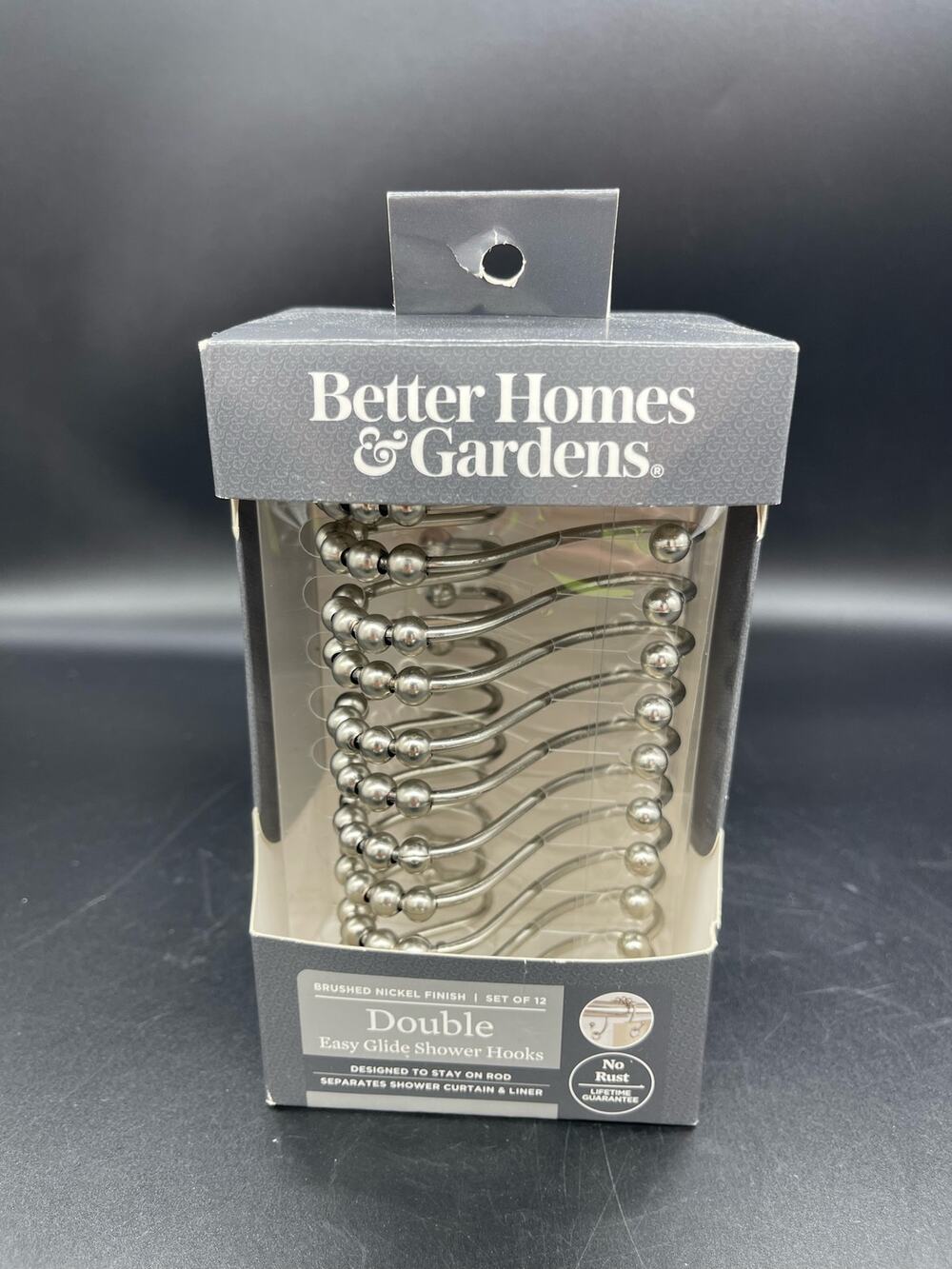 Better Homes Brushed Nichol Set of 12 Double Shower Hooks NIB
